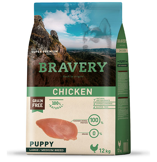 Bravery Grain Free Dog Puppy Chicken Medium-Large 12kg