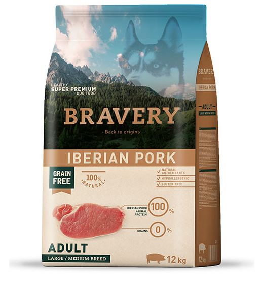 Bravery Grain Free Dog Adult Pork Iberico Medium-Large 12kg