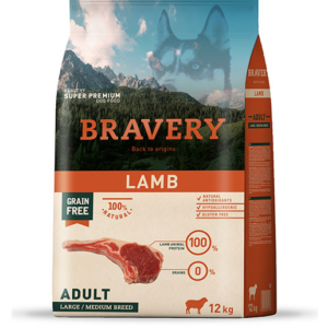 Bravery Grain Free Dog Adult Lamb Medium-Large 12kg