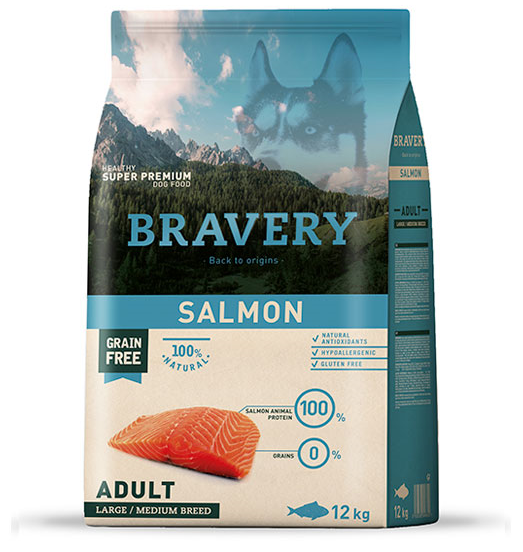 Bravery Grain Free Dog Adult Salmon Medium-Large 12kg