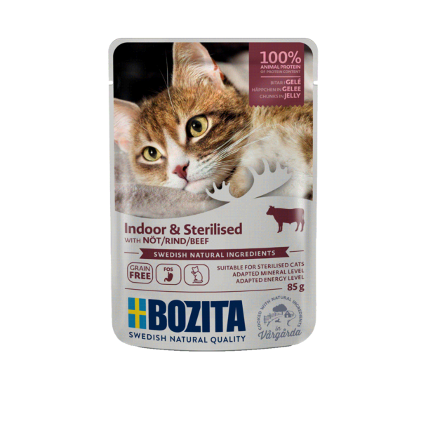 Bozita Pouch Indoor & Sterilised HiG Bœuf - en gelée