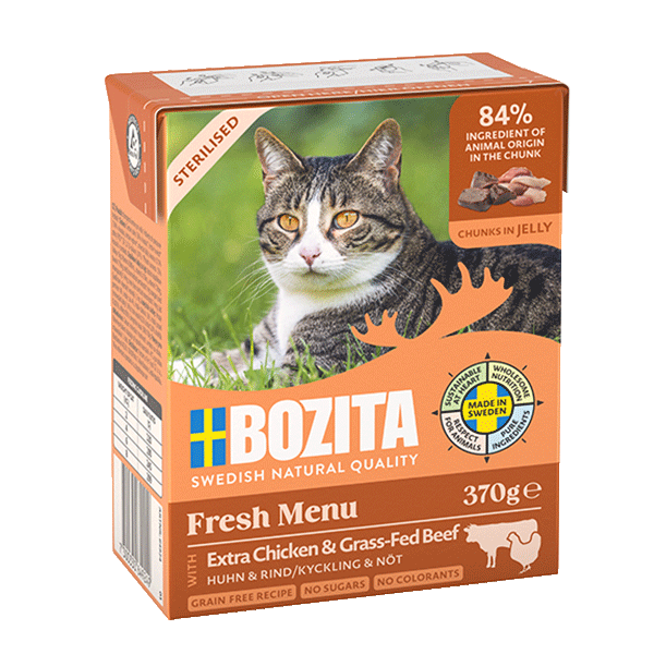 Bozita HiG Sterilised avec poulet & bœuf - SANS CÉRÉALES - en gelée