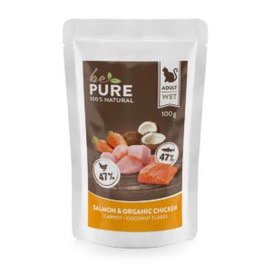 bePure Salmon ​& organic Chicken aliment humide pour chats 100gr