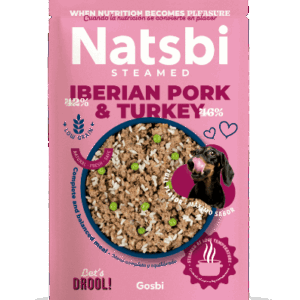 Natsbi Steamed Porc ibérique & Dinde – Aliment complet pour chien